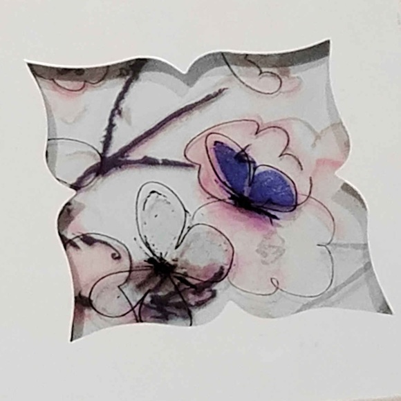 Hand Painted Botanical Butterfly Coaster Set Nwt - Picture 6 of 8